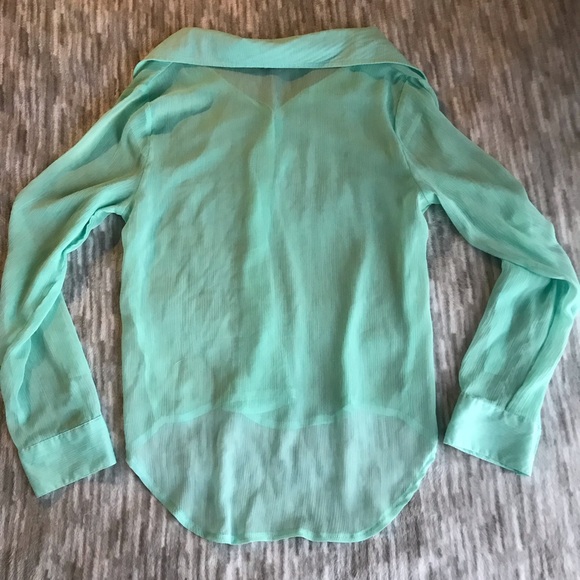 Mint Green Sheer Button Down Top - Picture 5 of 5